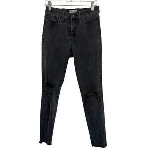 Madewell Black Distressed Button High Rise Skinny Casual Denim Jeans Size 28T